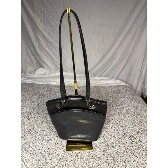 Brighton Women's Black Leather Bucket Handbag Croc-Embossed Charms - Picture 1 of 11